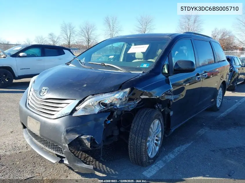 5TDYK3DC6BS005710 2011 Toyota Sienna Xle V6