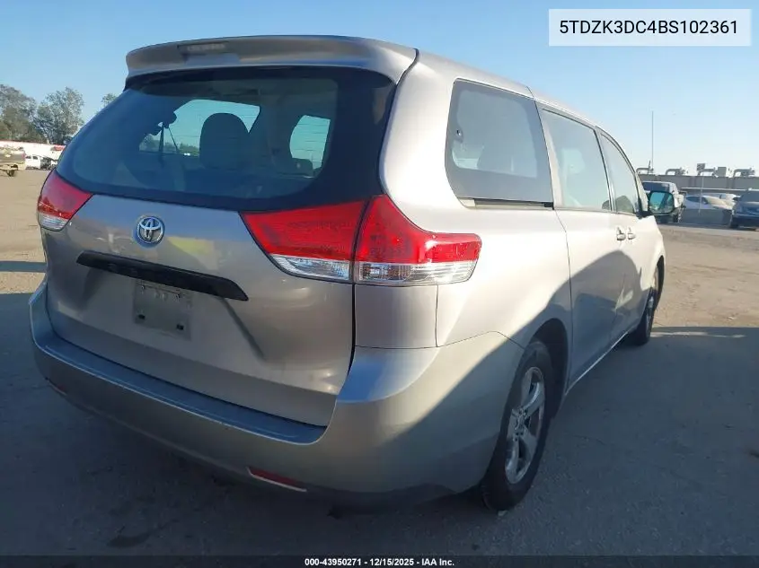 5TDZK3DC4BS102361 2011 Toyota Sienna Base V6