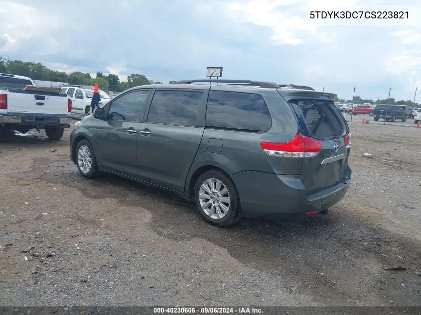 2012 Toyota Sienna Limited V6 7 Passenger VIN: 5TDYK3DC7CS223821 Lot: 40230606