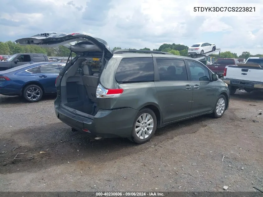 2012 Toyota Sienna Limited V6 7 Passenger VIN: 5TDYK3DC7CS223821 Lot: 40230606