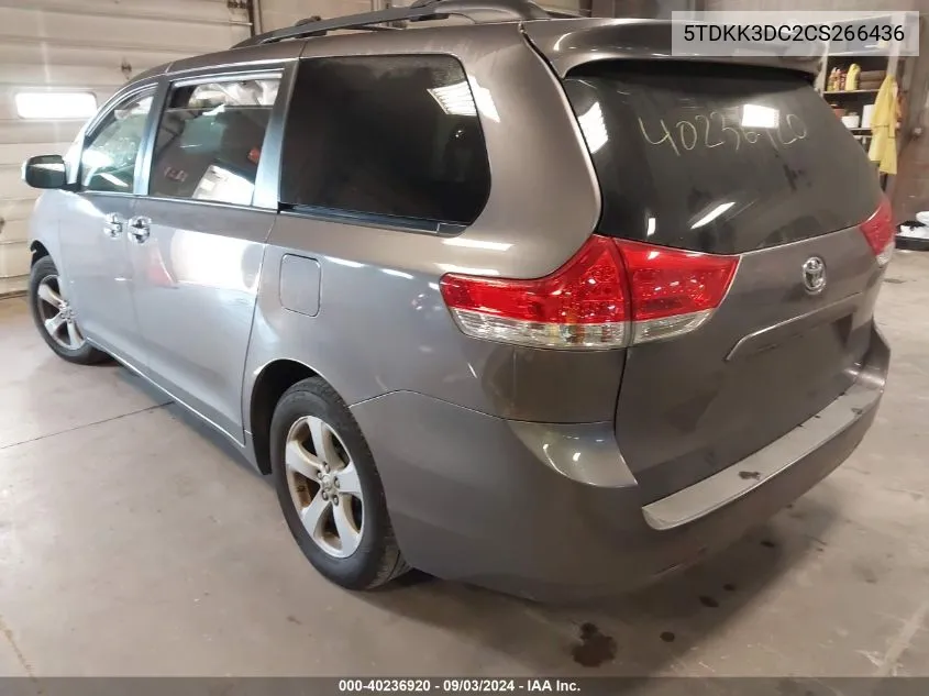 2012 Toyota Sienna Le V6 8 Passenger VIN: 5TDKK3DC2CS266436 Lot: 40236920