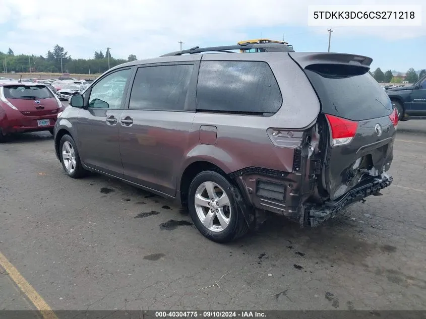 5TDKK3DC6CS271218 2012 Toyota Sienna Le V6 8 Passenger