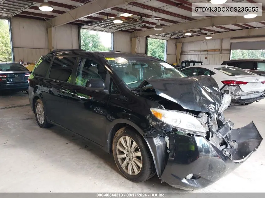 2012 Toyota Sienna Limited V6 7 Passenger VIN: 5TDYK3DCXCS235655 Lot: 40344310