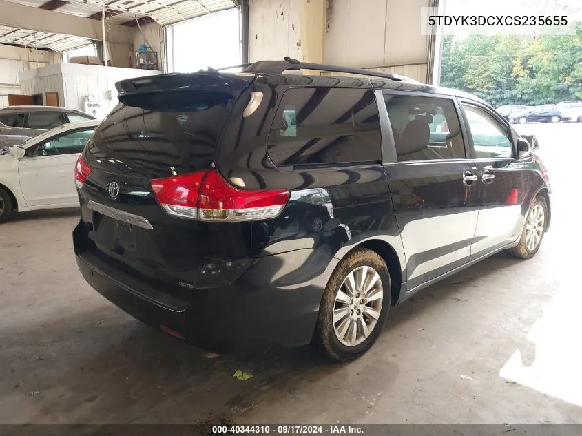 2012 Toyota Sienna Limited V6 7 Passenger VIN: 5TDYK3DCXCS235655 Lot: 40344310