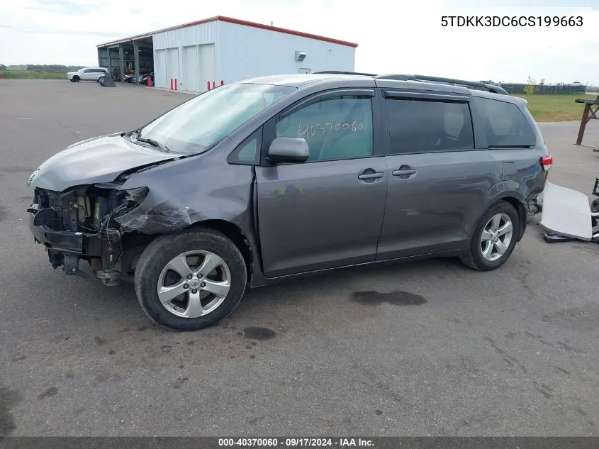 5TDKK3DC6CS199663 2012 Toyota Sienna Le V6 8 Passenger