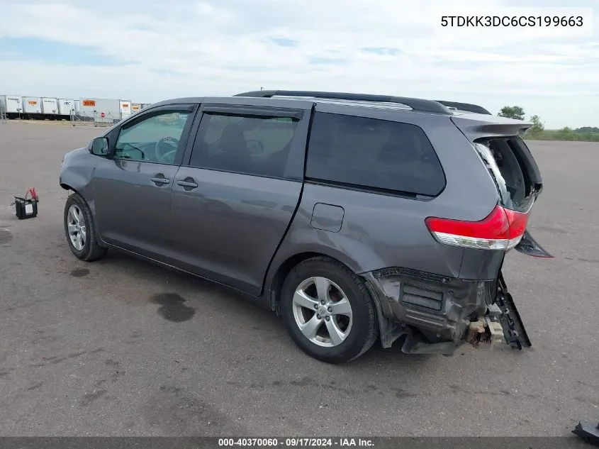 5TDKK3DC6CS199663 2012 Toyota Sienna Le V6 8 Passenger