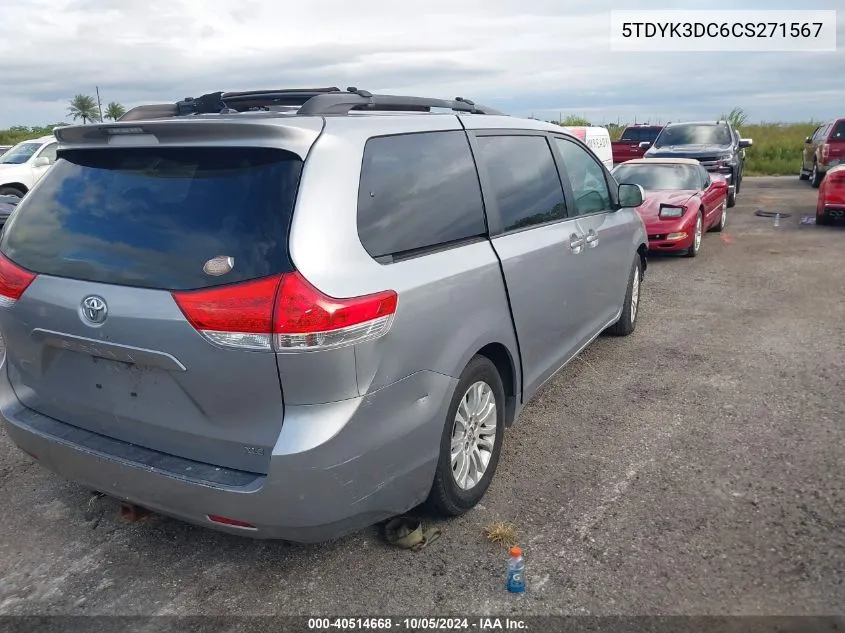 5TDYK3DC6CS271567 2012 Toyota Sienna Xle/Limited