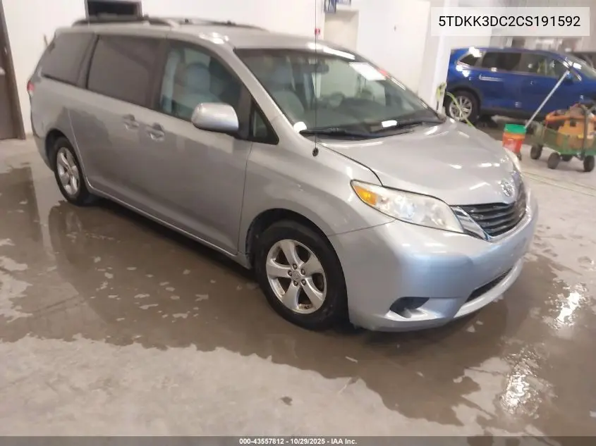 5TDKK3DC2CS191592 2012 Toyota Sienna Le V6 8 Passenger