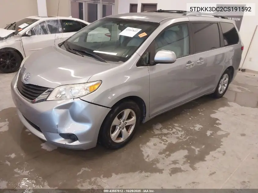 5TDKK3DC2CS191592 2012 Toyota Sienna Le V6 8 Passenger