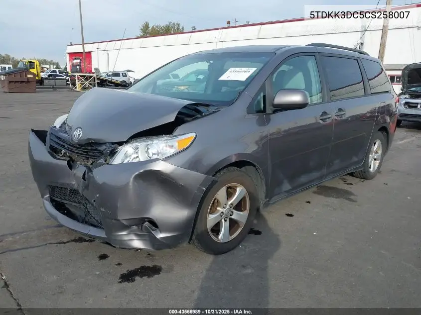 5TDKK3DC5CS258007 2012 Toyota Sienna Le V6 8 Passenger