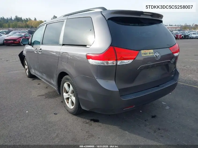 5TDKK3DC5CS258007 2012 Toyota Sienna Le V6 8 Passenger