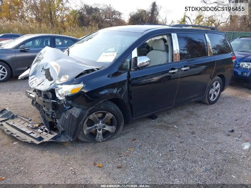 5TDKK3DC6CS196455 2012 Toyota Sienna Le V6 8 Passenger