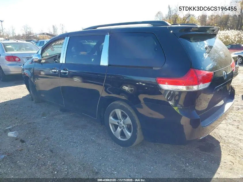 5TDKK3DC6CS196455 2012 Toyota Sienna Le V6 8 Passenger