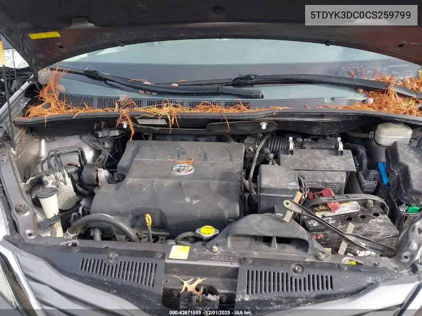 5TDYK3DC0CS259799 2012 Toyota Sienna Xle V6 8 Passenger