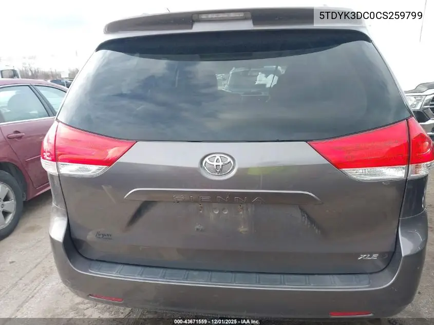 5TDYK3DC0CS259799 2012 Toyota Sienna Xle V6 8 Passenger