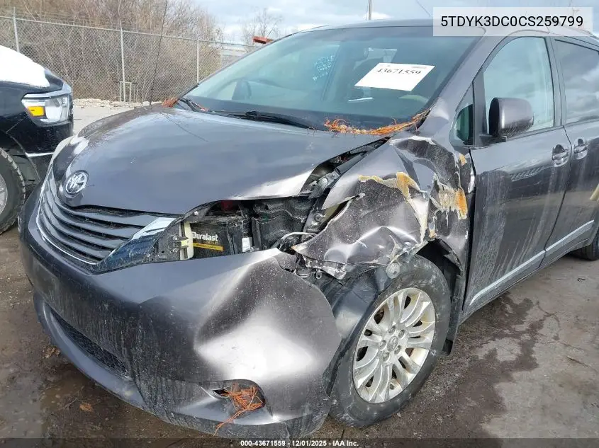5TDYK3DC0CS259799 2012 Toyota Sienna Xle V6 8 Passenger