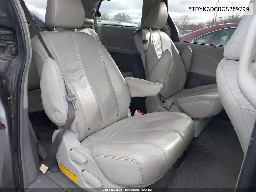 5TDYK3DC0CS259799 2012 Toyota Sienna Xle V6 8 Passenger