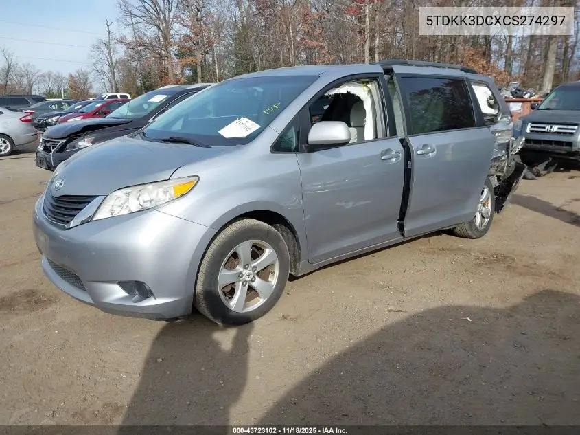 5TDKK3DCXCS274297 2012 Toyota Sienna Le V6 8 Passenger