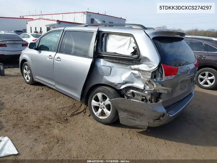 5TDKK3DCXCS274297 2012 Toyota Sienna Le V6 8 Passenger
