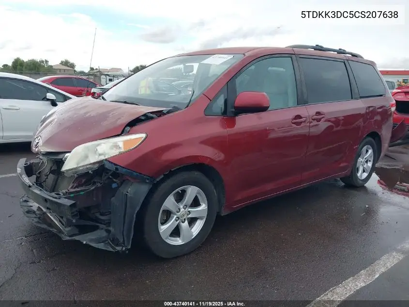 5TDKK3DC5CS207638 2012 Toyota Sienna Le V6 8 Passenger
