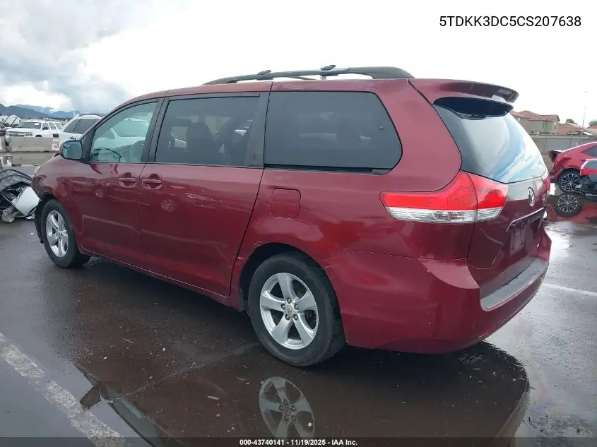 5TDKK3DC5CS207638 2012 Toyota Sienna Le V6 8 Passenger