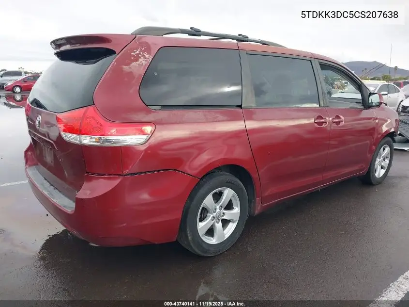 5TDKK3DC5CS207638 2012 Toyota Sienna Le V6 8 Passenger