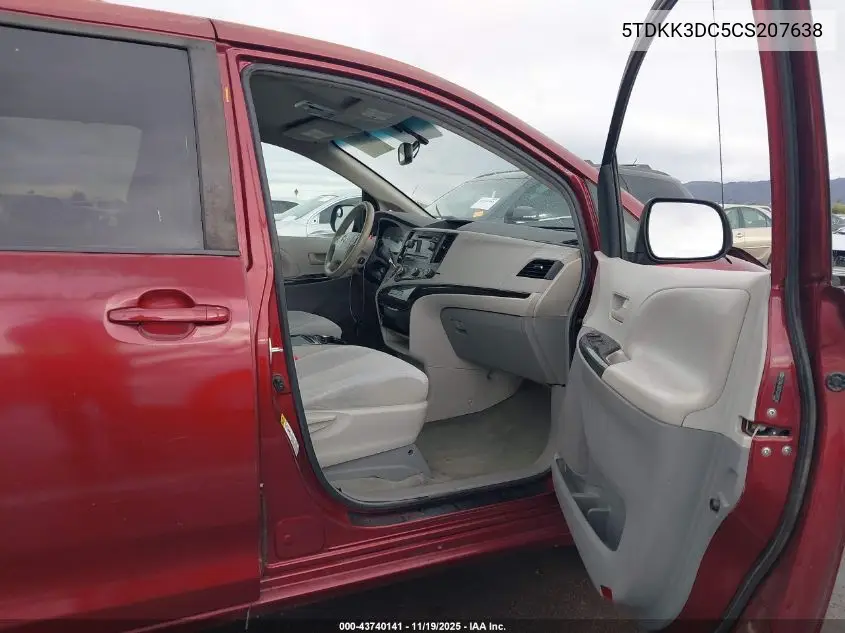 5TDKK3DC5CS207638 2012 Toyota Sienna Le V6 8 Passenger