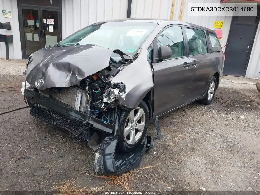 5TDKA3DCXCS014680 2012 Toyota Sienna Base 7 Passenger