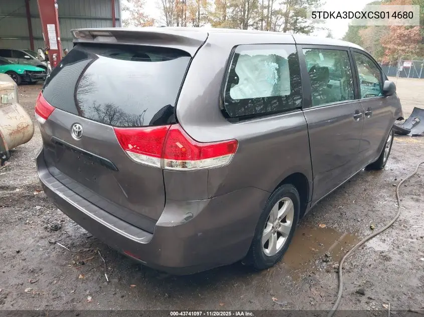 5TDKA3DCXCS014680 2012 Toyota Sienna Base 7 Passenger