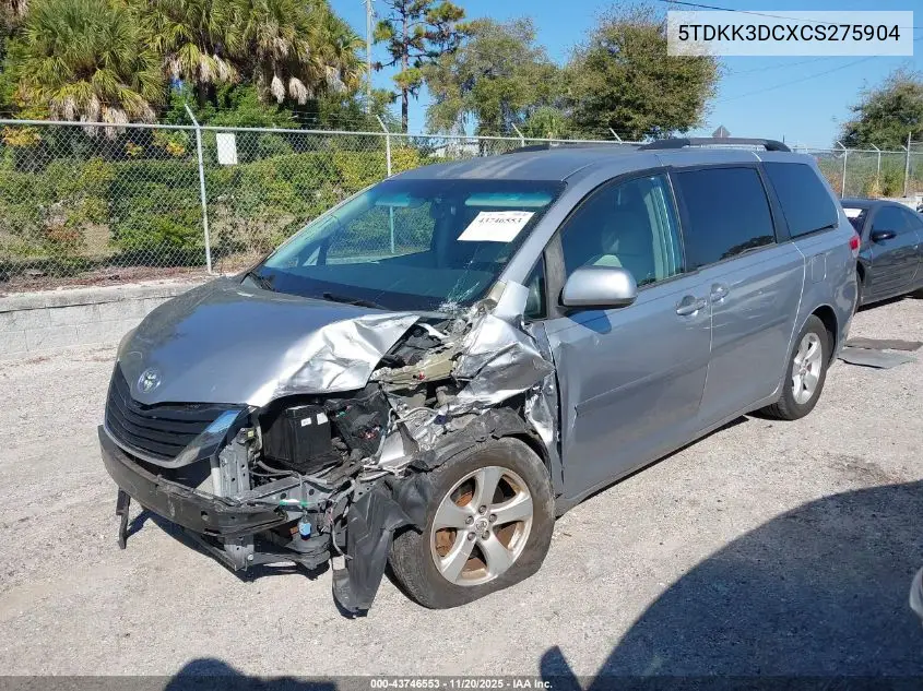 5TDKK3DCXCS275904 2012 Toyota Sienna Le V6 8 Passenger