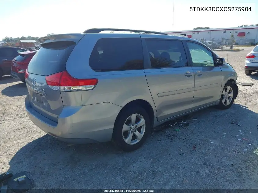 5TDKK3DCXCS275904 2012 Toyota Sienna Le V6 8 Passenger