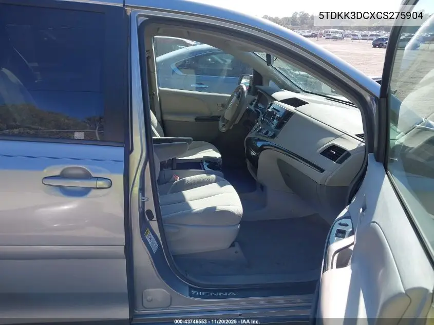 5TDKK3DCXCS275904 2012 Toyota Sienna Le V6 8 Passenger