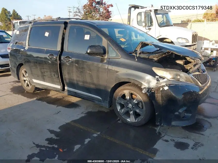 5TDXK3DC0CS179348 2012 Toyota Sienna Se 8 Passenger