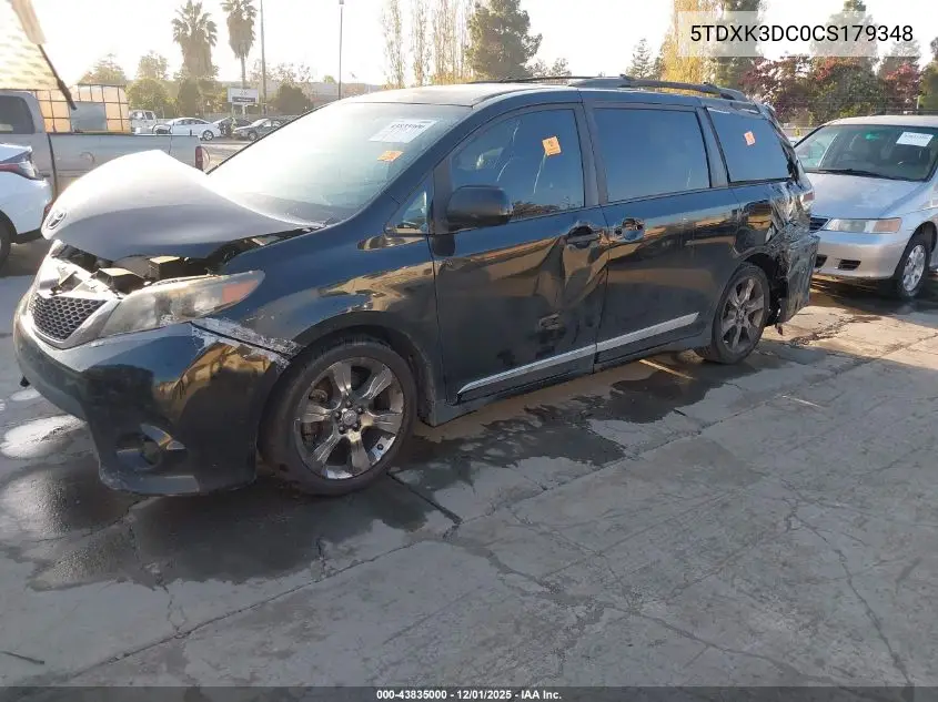 5TDXK3DC0CS179348 2012 Toyota Sienna Se 8 Passenger