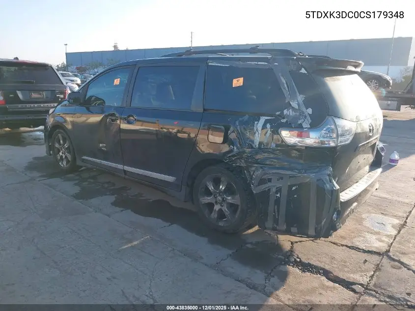 5TDXK3DC0CS179348 2012 Toyota Sienna Se 8 Passenger