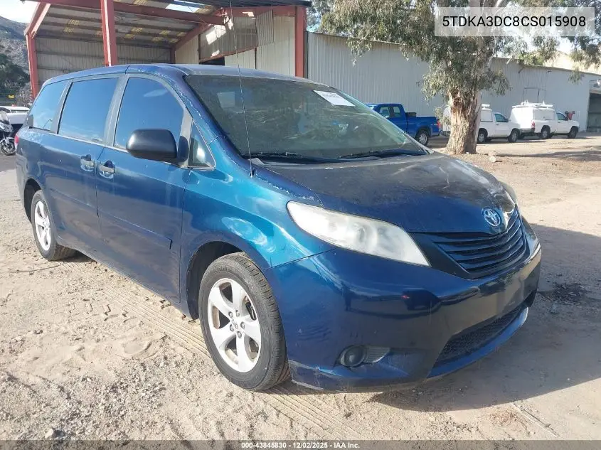 5TDKA3DC8CS015908 2012 Toyota Sienna Base 7 Passenger