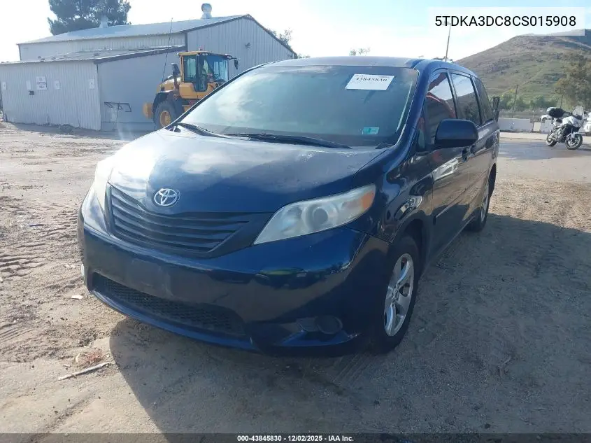 5TDKA3DC8CS015908 2012 Toyota Sienna Base 7 Passenger