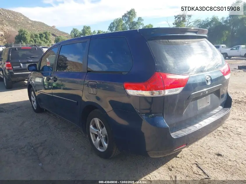 5TDKA3DC8CS015908 2012 Toyota Sienna Base 7 Passenger