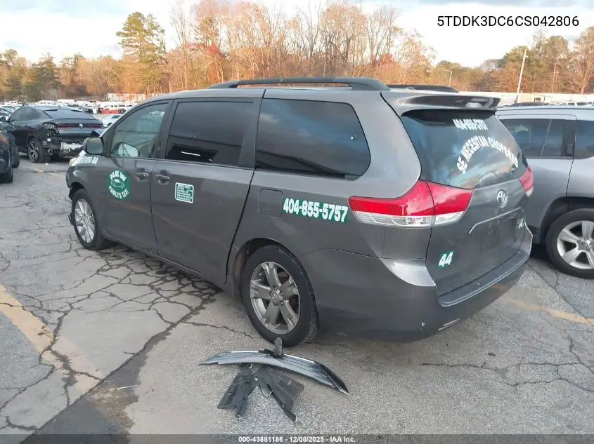 5TDDK3DC6CS042806 2012 Toyota Sienna Xle 7 Passenger