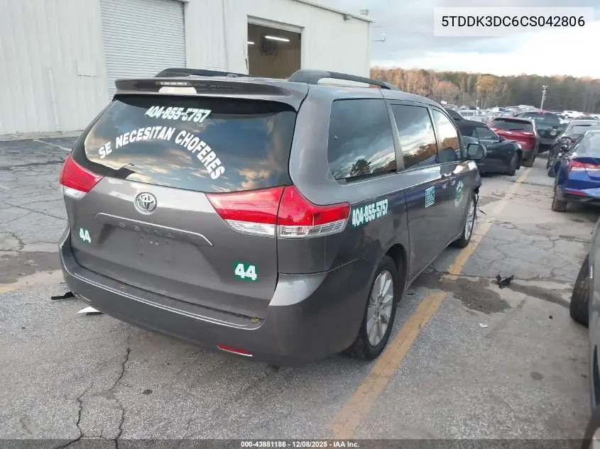 5TDDK3DC6CS042806 2012 Toyota Sienna Xle 7 Passenger