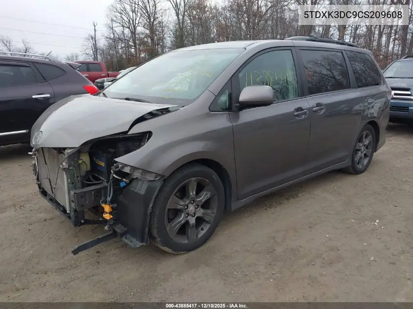 5TDXK3DC9CS209608 2012 Toyota Sienna Se 8 Passenger