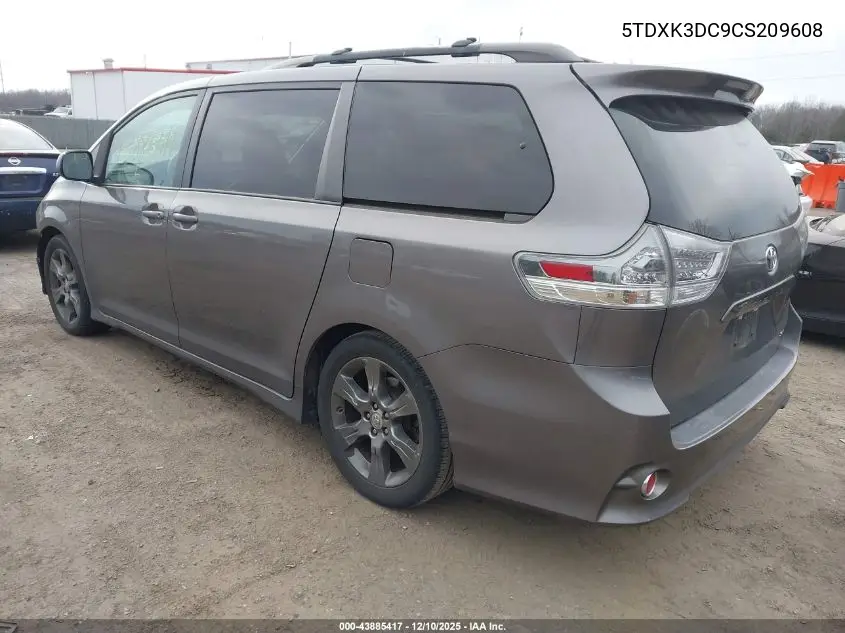 5TDXK3DC9CS209608 2012 Toyota Sienna Se 8 Passenger