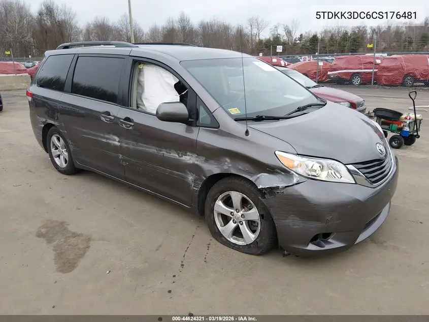 5TDKK3DC6CS176481 2012 Toyota Sienna Le V6 8 Passenger
