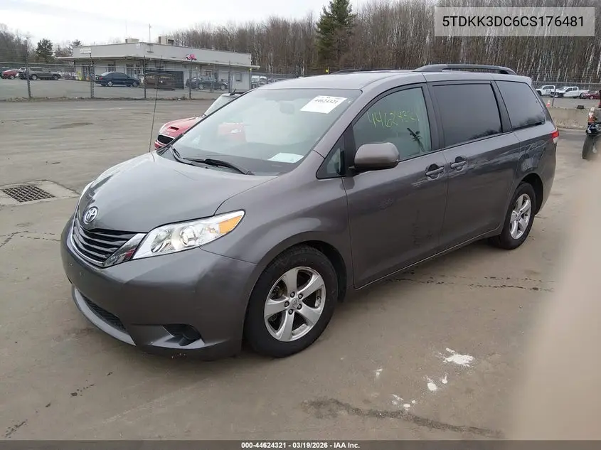 5TDKK3DC6CS176481 2012 Toyota Sienna Le V6 8 Passenger
