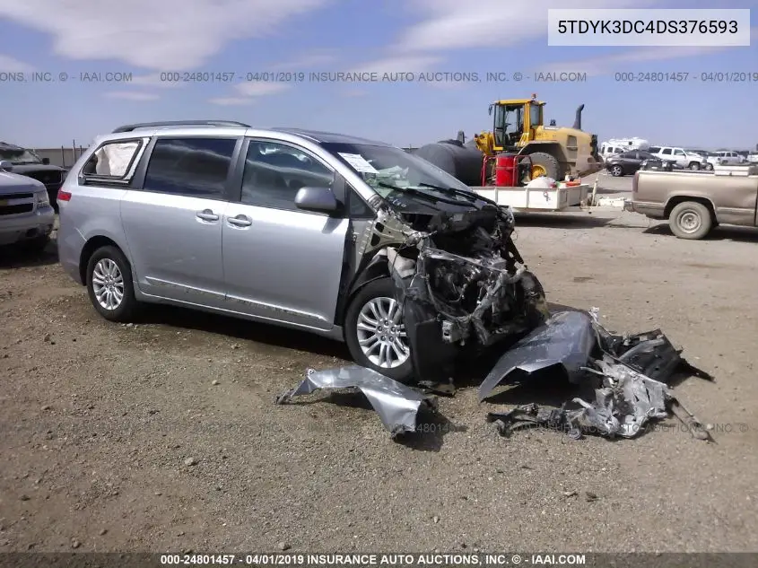 5TDYK3DC4DS376593 2013 Toyota Sienna Xle V6 8 Passenger
