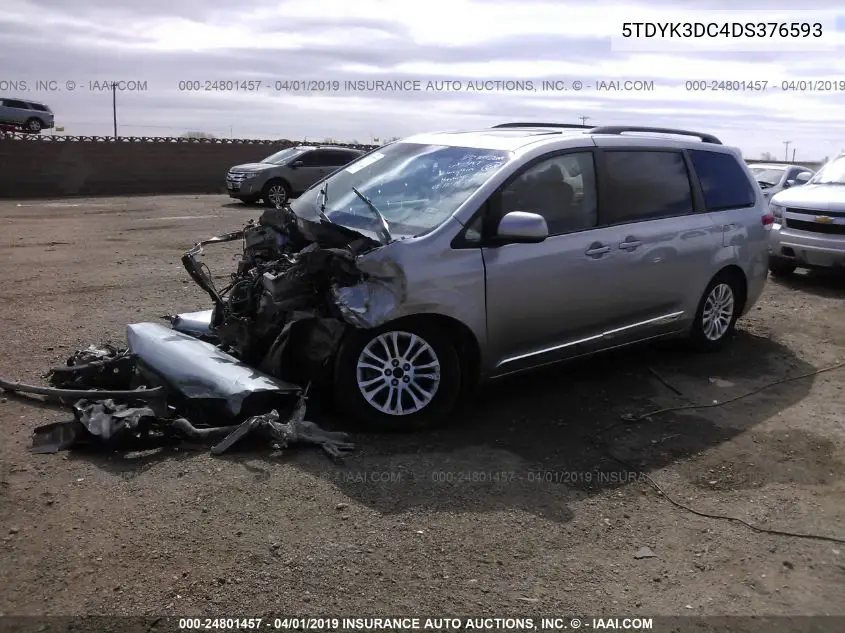 5TDYK3DC4DS376593 2013 Toyota Sienna Xle V6 8 Passenger