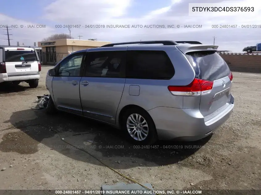 5TDYK3DC4DS376593 2013 Toyota Sienna Xle V6 8 Passenger