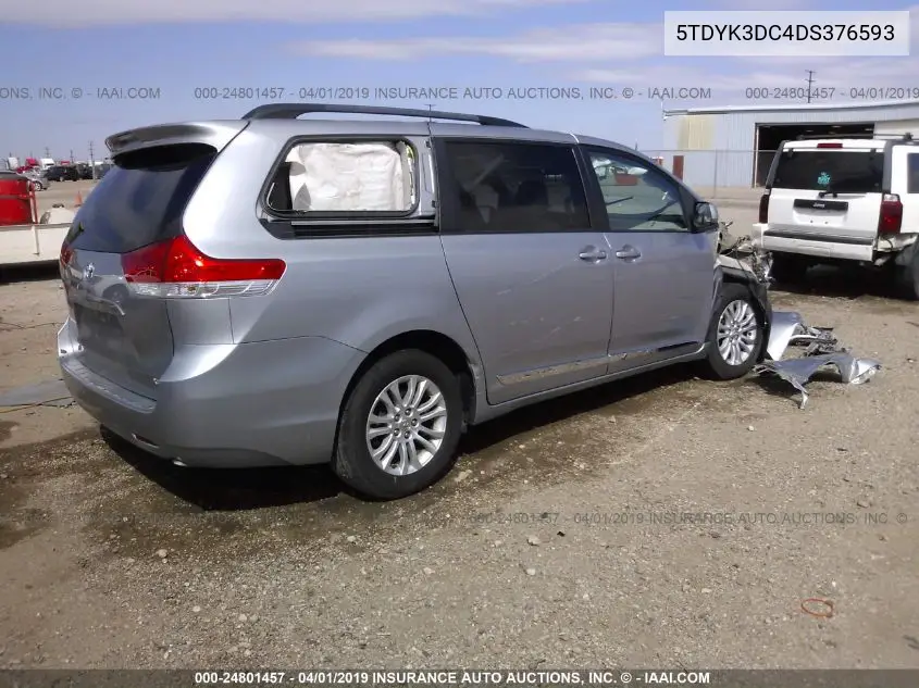 5TDYK3DC4DS376593 2013 Toyota Sienna Xle V6 8 Passenger