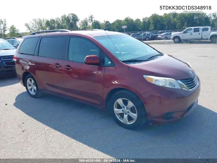 2013 Toyota Sienna Le V6 8 Passenger VIN: 5TDKK3DC1DS348918 Lot: 40351495