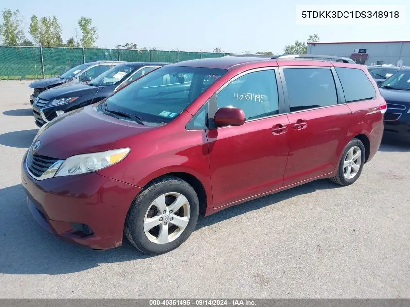 2013 Toyota Sienna Le V6 8 Passenger VIN: 5TDKK3DC1DS348918 Lot: 40351495